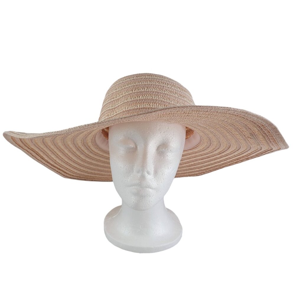 Jaclyn Smith Sun Hat Women's OS Pink Striped Wide Brim Beach Pool Summer Casual - Picture 6 of 10